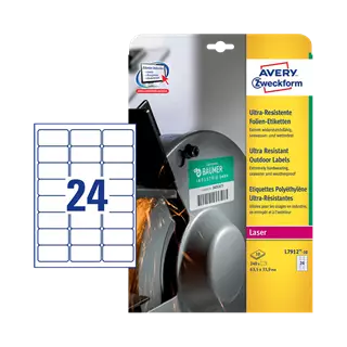63.5 mm x 33.9 mm Műanyag Íves etikett címke Avery Zweckform Fehér ( 10 ív/doboz )