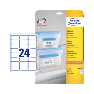 63.5 mm x 33.9 mm Papír Íves etikett címke Avery Zweckform Fehér ( 25 ív/doboz )