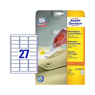 63.5 mm x 29.6 mm Papír Íves etikett címke Avery Zweckform Fehér ( 10 ív/doboz )