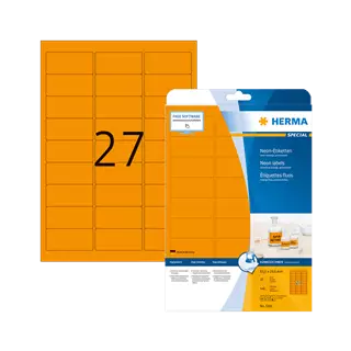 63.5 mm x 29.6 mm Papír Íves etikett címke Herma Neonnarancs ( 20 ív/doboz )