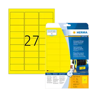 63.5 mm x 29.6 mm Műanyag Íves etikett címke Herma Sárga ( 25 ív/doboz )