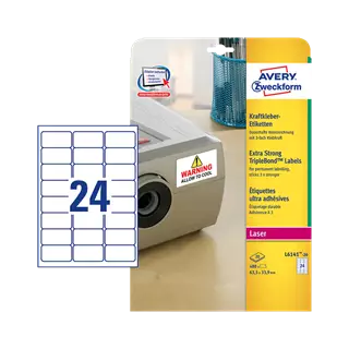 63.5 mm x 33.9 mm Műanyag Íves etikett címke Avery Zweckform Fehér ( 20 ív/doboz )