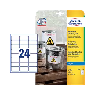 63.5 mm x 33.9 mm Műanyag Íves etikett címke Avery Zweckform Fehér ( 10 ív/doboz )
