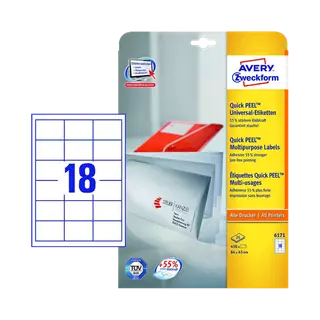 64 mm x 45 mm Papír Íves etikett címke Avery Zweckform Fehér ( 25 ív/doboz )