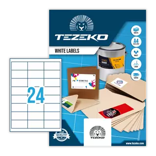 66 mm x 33.8 mm Papír Íves etikett címke Tezeko Fehér ( 100 ív/doboz )