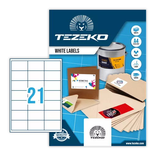 66 mm x 40 mm Papír Íves etikett címke Tezeko Fehér ( 100 ív/doboz )