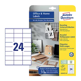 70 mm x 36 mm Papír Íves etikett címke Avery Zweckform Fehér ( 10 ív/doboz )