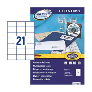 70 mm x 42.3 mm Papír Íves etikett címke Avery Zweckform Fehér ( 100 ív/doboz )