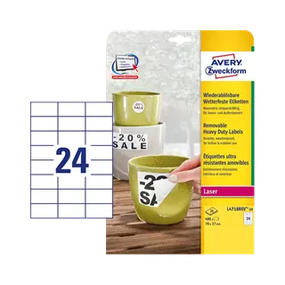 70 mm x 37 mm Műanyag Íves etikett címke Avery Zweckform Fehér ( 20 ív/doboz )