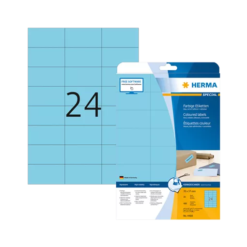 70 mm x 37 mm Papír Íves etikett címke Herma Kék ( 20 ív/doboz )