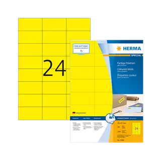 70 mm x 37 mm Papír Íves etikett címke Herma Sárga ( 100 ív/doboz )