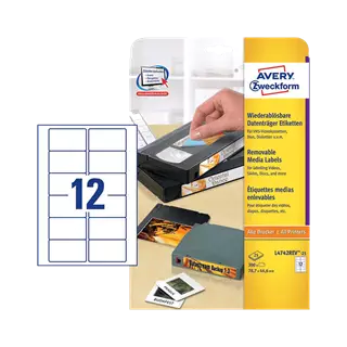 78.7 mm x 46.6 mm Papír Íves etikett címke Avery Zweckform Fehér ( 25 ív/doboz )