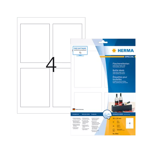 90 mm x 120 mm Papír Íves etikett címke Herma Fehér ( 10 ív/doboz )