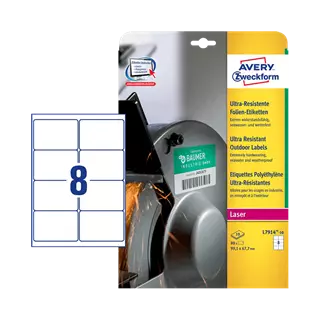99.1 mm x 67.7 mm Műanyag Íves etikett címke Avery Zweckform Fehér ( 10 ív/doboz )