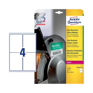 99.1 mm x 139 mm Műanyag Íves etikett címke Avery Zweckform Fehér ( 10 ív/doboz )
