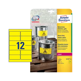 99.1 mm x 42.3 mm Műanyag Íves etikett címke Avery Zweckform Sárga ( 20 ív/doboz )
