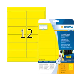 99.1 mm x 42.3 mm Műanyag Íves etikett címke Herma Sárga ( 25 ív/doboz )