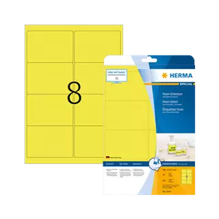 99.1 mm x 67.7 mm Papír Íves etikett címke Herma Neon sárga ( 20 ív/doboz )