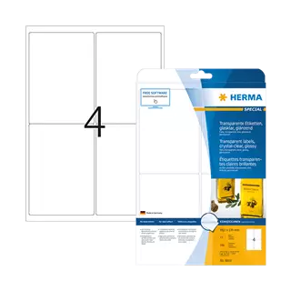 99.1 mm x 139 mm Műanyag Íves etikett címke Herma Átlátszó (víztiszta) ( 25 ív/doboz )