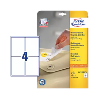 99.1 mm x 139 mm Papír Íves etikett címke Avery Zweckform Fehér ( 25 ív/doboz )