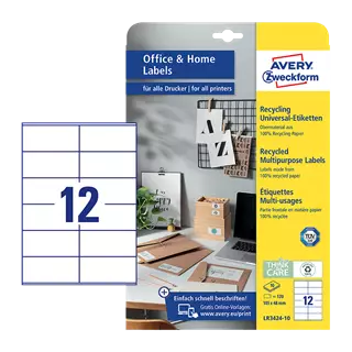 105 mm x 48 mm Papír Íves etikett címke Avery Zweckform Fehér ( 10 ív/doboz )