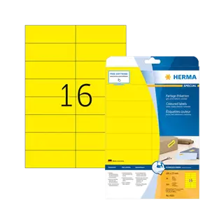 105 mm x 37 mm Papír Íves etikett címke Herma Sárga ( 20 ív/doboz )