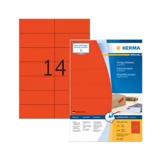 105 mm x 42.3 mm Papír Íves etikett címke Herma Piros ( 100 ív/doboz )