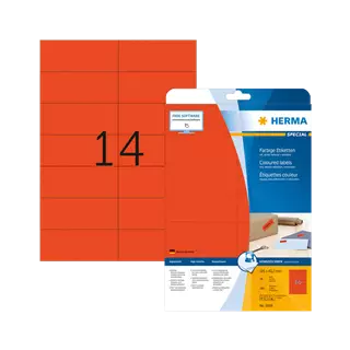 105 mm x 42.3 mm Papír Íves etikett címke Herma Piros ( 20 ív/doboz )