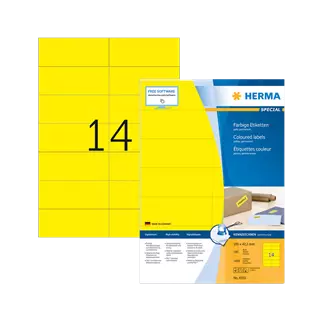 105 mm x 42.3 mm Papír Íves etikett címke Herma Sárga ( 100 ív/doboz )