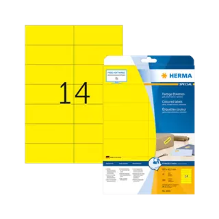 105 mm x 42.3 mm Papír Íves etikett címke Herma Sárga ( 20 ív/doboz )
