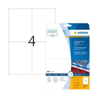 105 mm x 148 mm Műanyag Íves etikett címke Herma Fehér ( 25 ív/doboz )