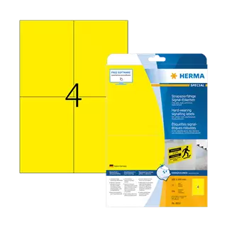 105 mm x 148 mm Műanyag Íves etikett címke Herma Sárga ( 25 ív/doboz )