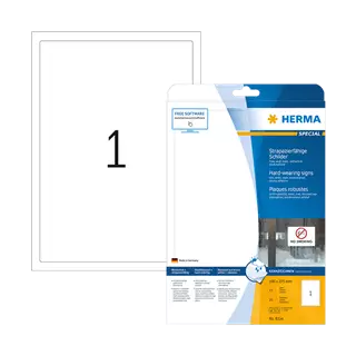 190 mm x 275 mm Műanyag Íves etikett címke Herma Fehér ( 25 ív/doboz )