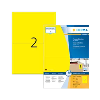 199.6 mm x 143.5 mm Papír Íves etikett címke Herma Sárga ( 100 ív/doboz )