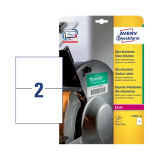 210 mm x 148 mm Műanyag Íves etikett címke Avery Zweckform Fehér ( 10 ív/doboz )