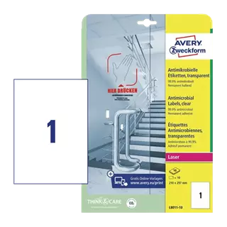 210 mm x 297 mm Műanyag Íves etikett címke Avery Zweckform Fehér ( 10 ív/doboz )