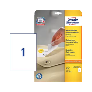 210 mm x 297 mm Papír Íves etikett címke Avery Zweckform Fehér ( 25 ív/doboz )
