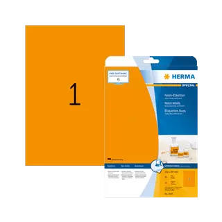 210 mm x 297 mm Papír Íves etikett címke Herma Neonnarancs ( 20 ív/doboz )