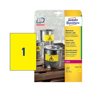 210 mm x 297 mm Műanyag Íves etikett címke Avery Zweckform Sárga ( 20 ív/doboz )