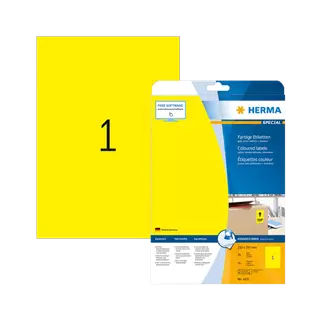 210 mm x 297 mm Papír Íves etikett címke Herma Sárga ( 20 ív/doboz )