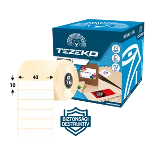 BIZTONSÁGI ETIKETT CÍMKE, DESTRUKTIV, 40*10 MM-ES (5550 CÍMKE/TEKERCS)