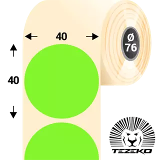 40 mm-es kör, papír címke, fluo zöld színű (5500 címke/tekercs)