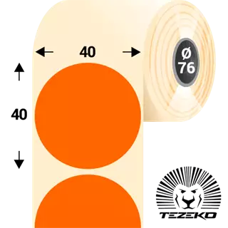 40 mm-es kör, papír címke, fluo narancs színű (5500 címke/tekercs)