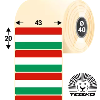 Magyar Zászló etikett címke, 43 * 20 mm-es (1000 db/tekercs)