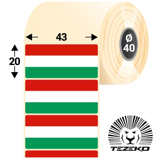 Magyar Zászló etikett címke, 43 * 20 mm-es (1000 db/tekercs)