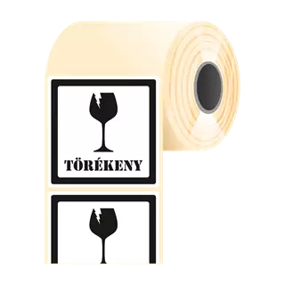 Törékeny címke, fekete, 100 * 100 mm (500 címke/tekercs)