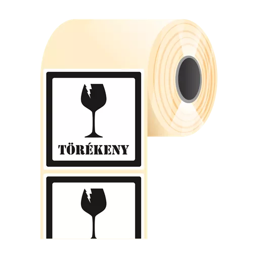 Törékeny címke, fekete, 100 * 100 mm (500 címke/tekercs)