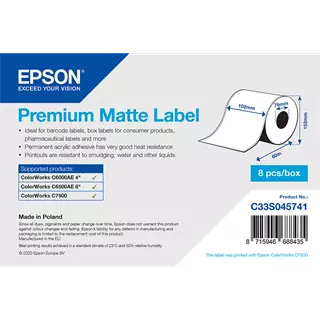 102 mm Papír Folyamatos kellékanyag Epson Fehér ( 60 m )