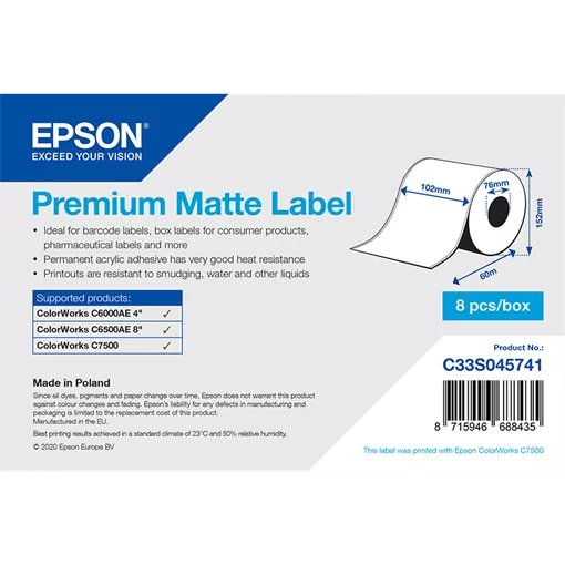 102 mm Papír Folyamatos kellékanyag Epson Fehér ( 60 m )