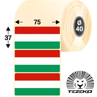 Magyar Zászló etikett címke, 75 * 37 mm-es (1000 db/tekercs)